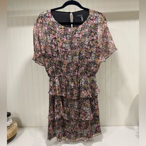 1. State Floral Black Ruffled Tiered Dress